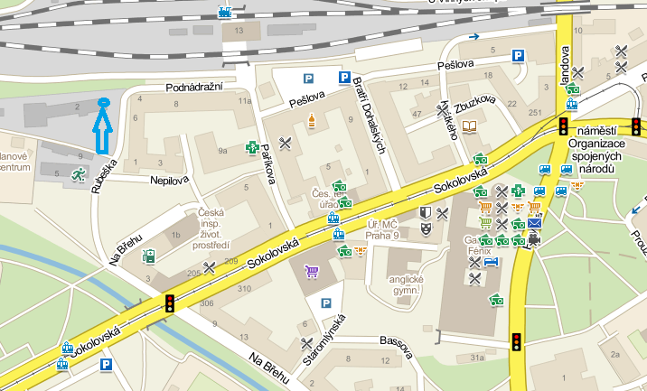 Podrobnější mapa - Rubeška 1, Praha 9